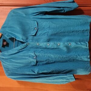 Bay Studio Teal Silk Button-Down Shirt